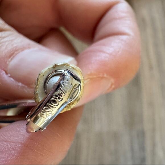 Swarovski Silver Tone Rhinestone Vintage Clip On Earrings Dangle Drop Pauve - Picture 3 of 8